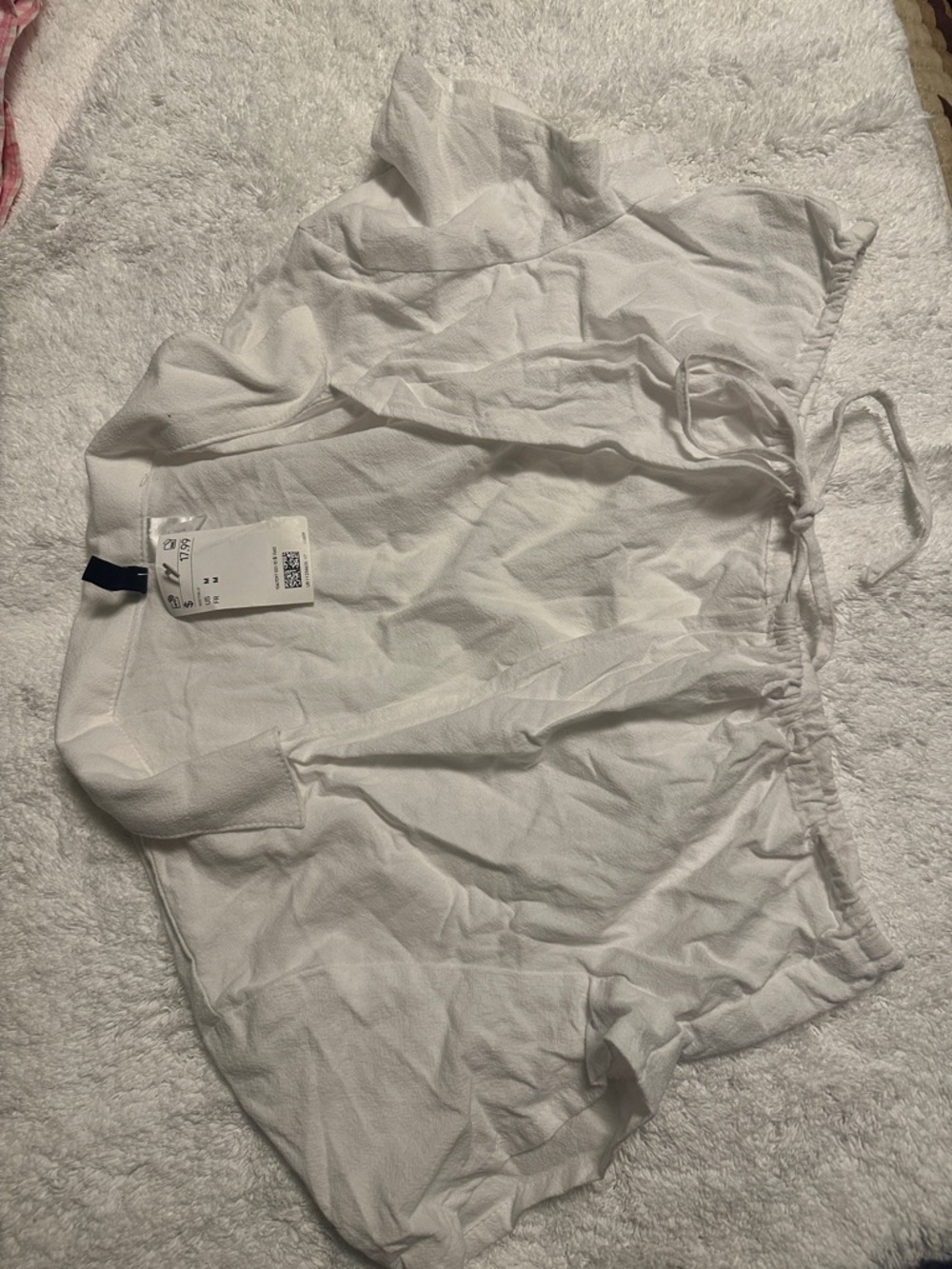 Divided White Lightweight Tie-Waist Skirt